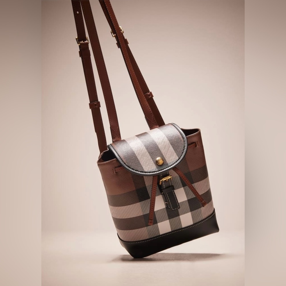 ❌SOLD❤️Burberry NWT Micro Check Leather Backpack - Picture 1 of 11